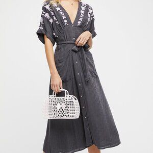 NWT FREE PEOPLE Love to Love You Midi Dress with Pockets - S - Gray Purple, Belt